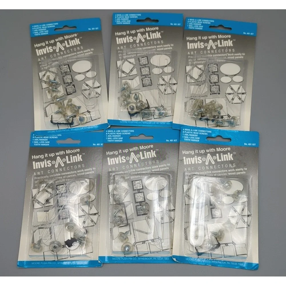 Moore Push Pin Co Invis-a-link Art Connector Group Hang Canvas/Panels/Frames Lot